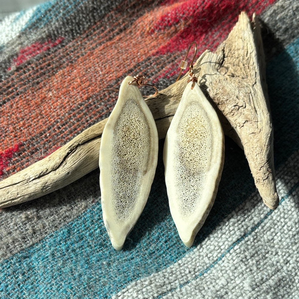 Handmade Natural Caribou Antler Earrings